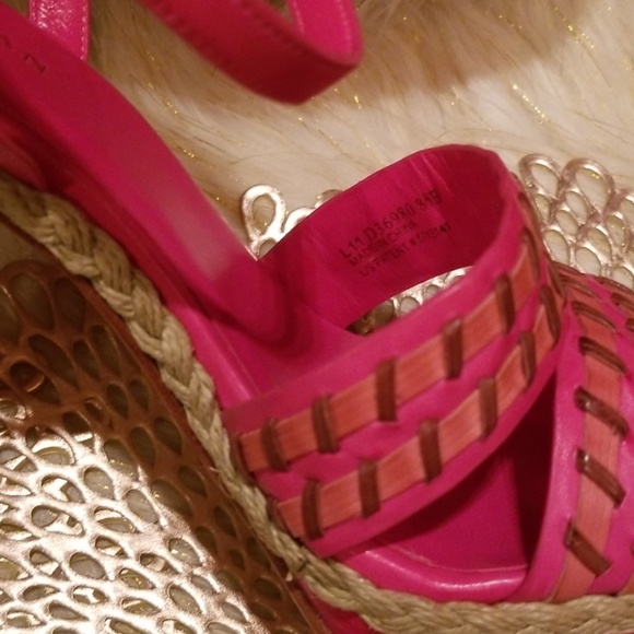 Cole Haan Ankle Strap Shrimp Vachetta Leather Heeled Sandals - Picture 7 of 8